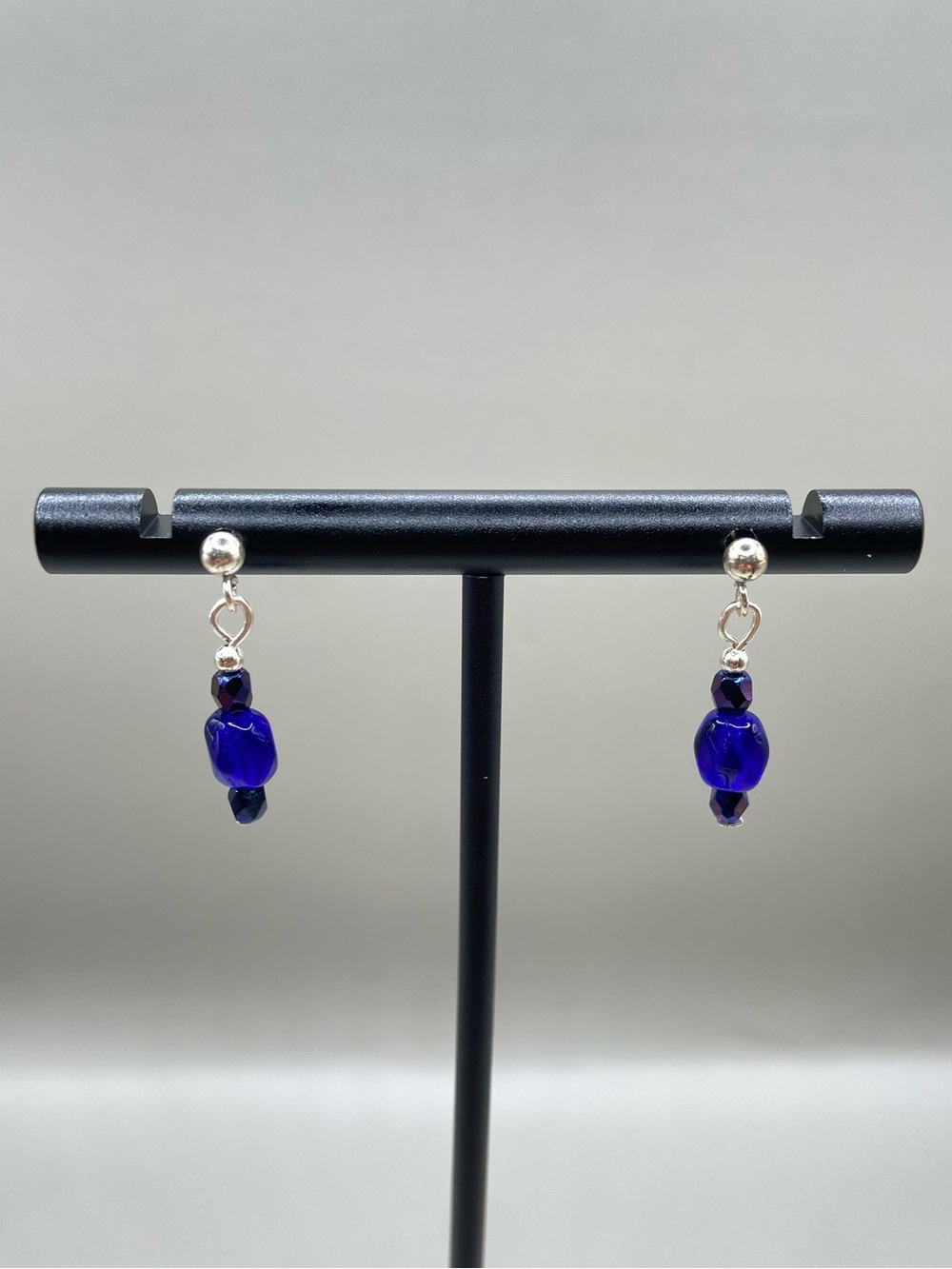 Sterling Silver Cobalt Blue Bead Post Earrings